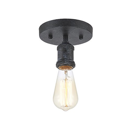 Ohr Lighting Edison Industrial Flush Mount Vintage Ceiling Light Fixture Brass Black Zinc Finish E26 Base Light Bulb Included