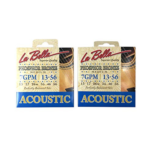 La Bella Guitar Strings Acoustic Phosphor Bronze Medium 013-056 2 Pack