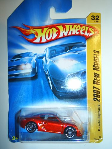 Mattel Hot Wheels 2007 New Models Series 1-64 Scale Die Cast Metal Car  32 of 36 - Red Luxury Sport Coupe Porsche Cayman S with Fun Facts  32