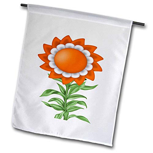 3dRose Cute Orange and White Sunflower Illustration - Flags -fl-341654-1-