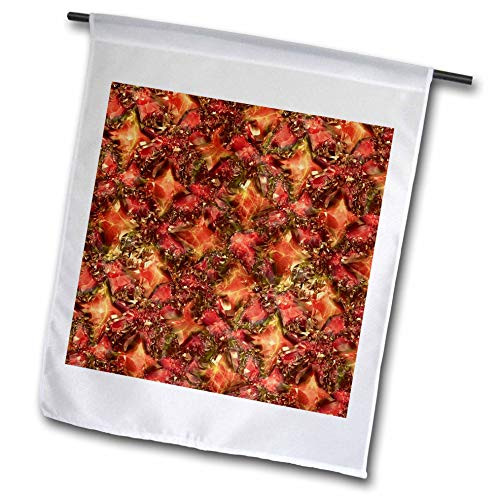 3dRose Anne Marie Baugh - Patterns - Orange and Image of Gold Image of Jewels Abstract Pattern - 12 x 18 inch Garden Flag -fl-309765-1-