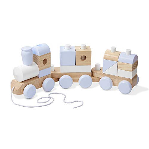 Melissa & Doug Wooden Jumbo Stacking Train (3-Color Toddler Toy, Decorative Piece, 17 Pieces)