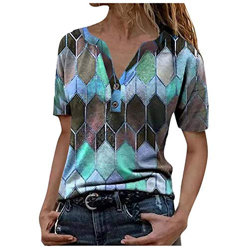 T Shirts for Womens,Women Buttons Shirts Tunics Tee V Neck Zipper Tops Short Sleeve Tunic T Shirts Summer Casual Blouse