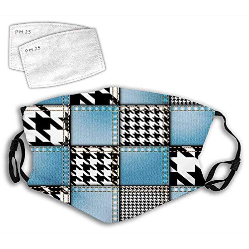 Personality mask Windproof Breathable Mouth Cover,Digital Graphic with Denim Forms and Colored Minimalist Figures and Lines Print,Adjustable Face Masks Sport Reusable Miracle mask