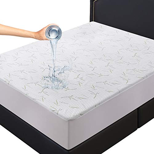 Hannah Linen Cal-King Mattress Protector - Bamboo Mattress Protector/Mattress Cover with 16 Inch Deep Pockets - Cool, Breathable, Noiseless and Water-Resistant Hannah Linen Cal-King Mattress Protector - Bamboo Mattress Protector/Mattress Cover with 16 Inch Deep Pockets - Cool, Breathable, Noiseless and Water-Resistant