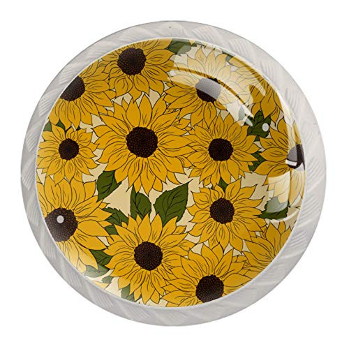 Sunflower Drawer Pulls and Knobs Crystal Glass Drawer Pulls and Knobs 1.18 Cupboard Handles for Dressers Wardrobes Bedside Table Nightstand Bookcase,