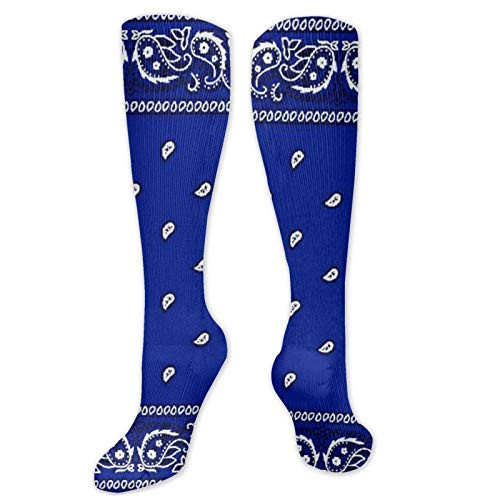 Blue Bandana Socks Novelty Compression Socks Crew Socks for Athletic Running Stocking Men Women