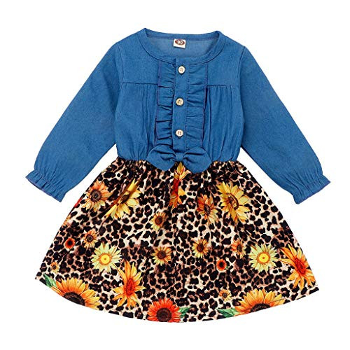 WOCACHI Baby Girls Patchwork Dresses, Toddler Kids Baby Girls Print Sunflower Floral Denim Dress Princess Outfits Packable Removable Ruched Tunics Hooded Jeans Button Zipper Tulle Sayings WOCACHI Baby Girls Patchwork Dresses, Toddler Kids Baby Girls Print Sunflower Floral Denim Dress Princess Outfits Packable Removable Ruched Tunics Hooded Jeans Button Zipper Tulle Sayings