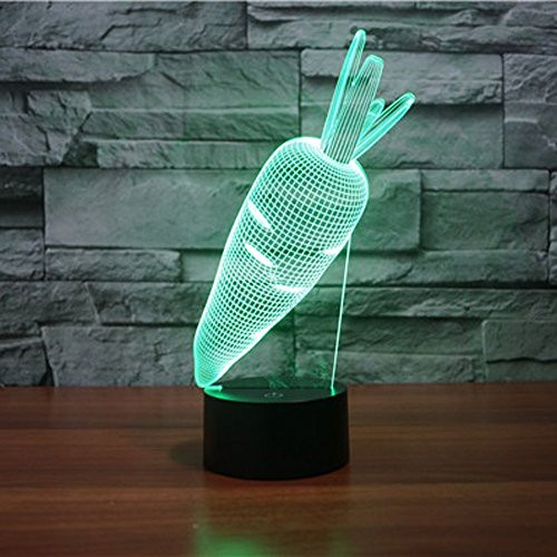3D Carrot Optical Illusion Night Light 7 Color Change USB Touch button LED Desk Table Light Lamp 3D Carrot Optical Illusion Night Light 7 Color Change USB Touch button LED Desk Table Light Lamp