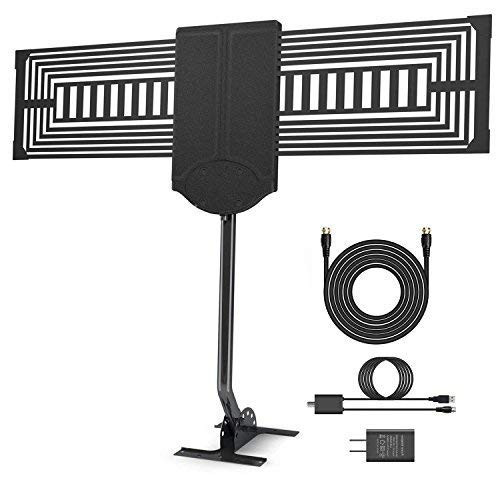 OKAONE 150-mile Outdoor HDTV Antenna -2018 Upgraded TV Antenna Amplifier with RG6 Copper Digital TV Antenna omnidirectional Remote Reception 4K/FM/VHF/UHF/1080P Free Channel 33 feet