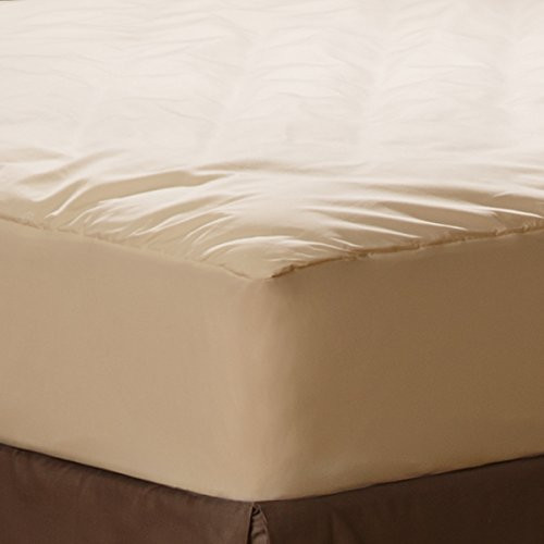 AllerEase Organic Cotton Allergy Protection Fitted Mattress Pad  100% Organic Cotton Cover, Hypoallergenic Fill, Chemical Free - Block Dust Mites and Other Allergens  Natural Off-White, Twin