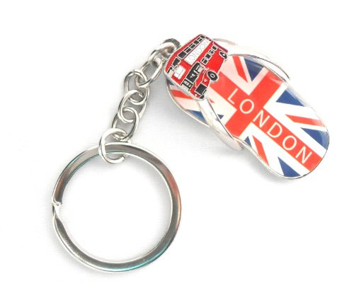 I Love London Souvenir/I Love London Kerying in Union Jack  and  London Bus/FLIP FLOP/THONG OLYMPICS 2012 MEMORABILIA UNION JACK KEYRING SILVER JUBILEE - I Love London Keychain - London Souvenir Keychain
