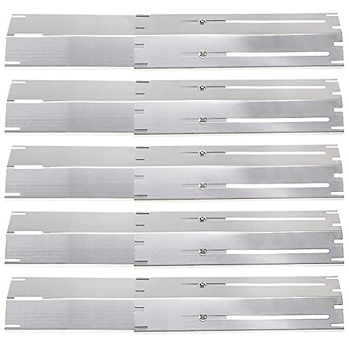 Criditpid Universal Replacement Stainless Steel Heat Plate, Heat Tent, Flavorizer Bar, Burner Cover, Flame Tamer for Brinkmann, Charbroil, Nexgrill, Backyard, Extends from 11.75" up to 21" L, 5-Pack