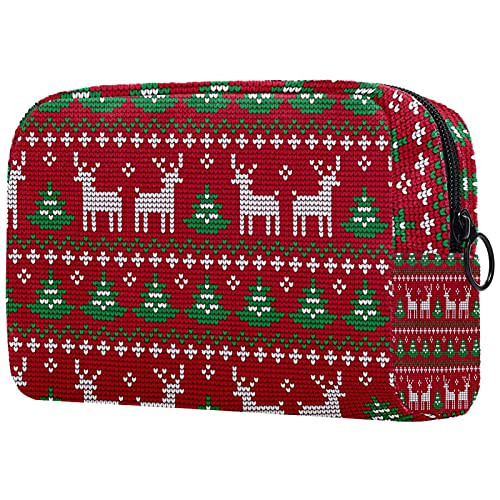 Women Makeup Bag,Cosmetic Storage Bag Red Christmas Knitting Pattern for Travel,Cosmetics Organizer Women Makeup Bag,Cosmetic Storage Bag Red Christmas Knitting Pattern for Travel,Cosmetics Organizer
