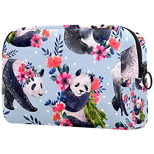 Women Makeup Bag,Cosmetic Storage Bag hand painted panda red flowers for Travel,Cosmetics Organizer Women Makeup Bag,Cosmetic Storage Bag hand painted panda red flowers for Travel,Cosmetics Organizer