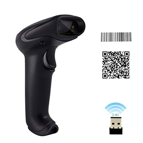 Alacrity Wireless 1D and 2D QR Barcode Scanner (2-in-1 2.4GHz Wireless & USB 2.0 Wired) Handheld CCD Bar Code Reader with USB Dongle and Cable Black