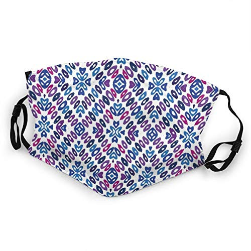 Fillter Face Cloth for kids child Trippy Heart Figures With Oval Circles Vivid Geometric Hand Drawn Pattern Reusable Windproof Mouth Anti Dust Double Protection