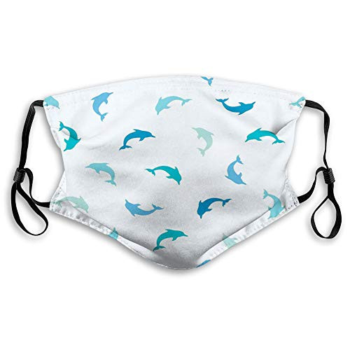 Funny Activated carbon filter mask,Leaping and Playing Dolphin Figures Aquatic Animal Marine,Printed Facial decorations for adults-M?