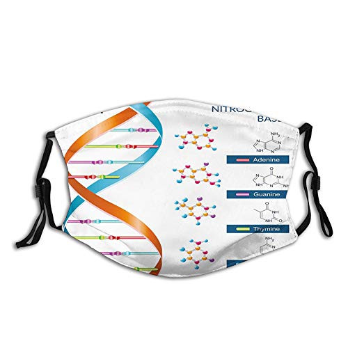Fashion Activated carbon filter mask,Educational, DNA Bases Chemistry Biochemistry Biotechnology Science Spiral Genetic, Blue Orange,Facial decorations for adult