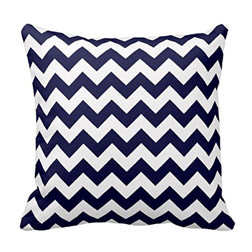 Goodaily Pillowcase Navy Blue White Chevron Zig-Zag Pattern Pillow Cover for Sofa and Car