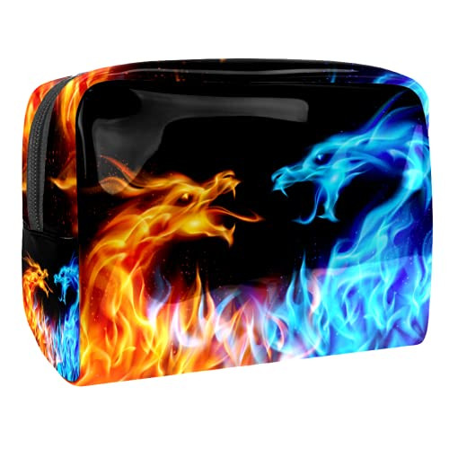 Cosmetic Case Organizer Red Blue Fire Dragon Travel Makeup Bag Compact Makeup Case Waterproof Toiletry Bag for Women Girls 7.3x3x5.1in Cosmetic Case Organizer Red Blue Fire Dragon Travel Makeup Bag Compact Makeup Case Waterproof Toiletry Bag for Women Girls 7.3x3x5.1in