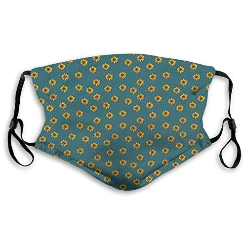 Fashion Facial Windproof mask decorations Unisex,Graphic Flower Figures Kids Nursery Style Meadow Nature Pattern,for adults
