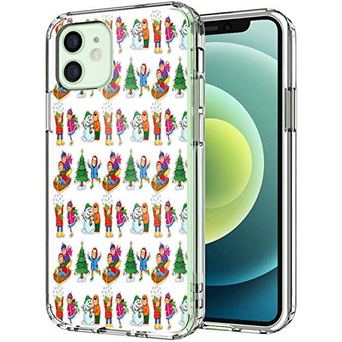 Compatible with iPhone 12 Case,Kids in Winter Clothes Building Snowman Sledding and Christmas Tree Happy Times for IP12mini-5.4 Compatible with iPhone 12 Case,Kids in Winter Clothes Building Snowman Sledding and Christmas Tree Happy Times for IP12mini-5.4