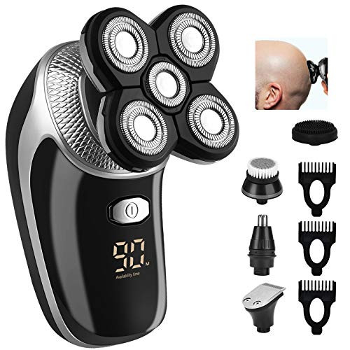 Electric Shaver for Men Electric Razors for Bald Head Mens Wet Dry Waterproof Grooming Kit USB Rechargeable Rotary Shavers with Hair Beard Clipper Nose Ear Trimmer Face Cleaning Brush Electric Shaver for Men Electric Razors for Bald Head Mens Wet Dry Waterproof Grooming Kit USB Rechargeable Rotary Shavers with Hair Beard Clipper Nose Ear Trimmer Face Cleaning Brush