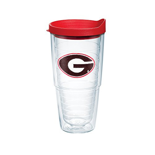 Tervis 1060862 Georgia University Emblem Individual Tumbler with Red lid, 24 oz, Clear Tervis 1060862 Georgia University Emblem Individual Tumbler with Red lid, 24 oz, Clear