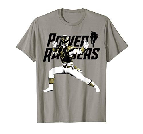Power Rangers White Ranger Action Pose Logo T-Shirt