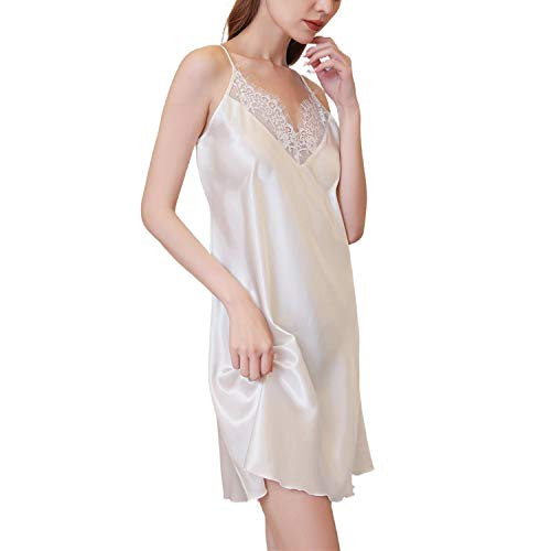 Women Sexy Lingerie Lace Chemise Nightgown Satin Slip Silk Negligee Nightie Bridal Babydoll Sleepwear White Women Sexy Lingerie Lace Chemise Nightgown Satin Slip Silk Negligee Nightie Bridal Babydoll Sleepwear White