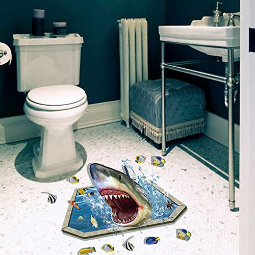3D Wall Sticker Shark Wallpaper Wall Decals Animal Mural for Kids Room Dining Living Room Home Decor