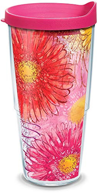 Tervis Colossal Daisy Insulated Tumbler with Wrap and Lid, 24 oz - Tritan, Clear