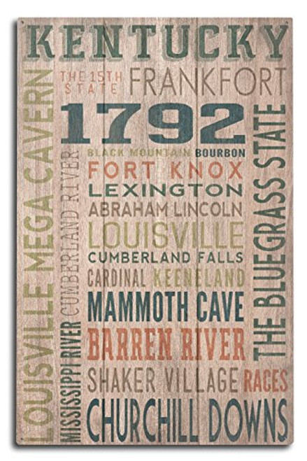 Lantern Press Kentucky, Rustic Typography -10x15 Wood Wall Sign, Wall Decor Ready to Hang- Lantern Press Kentucky, Rustic Typography -10x15 Wood Wall Sign, Wall Decor Ready to Hang-