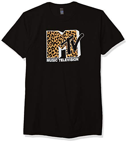 Fifth Sun Men's MTV Logo Cheetah Print T-Shirt, Black, XXX-Large