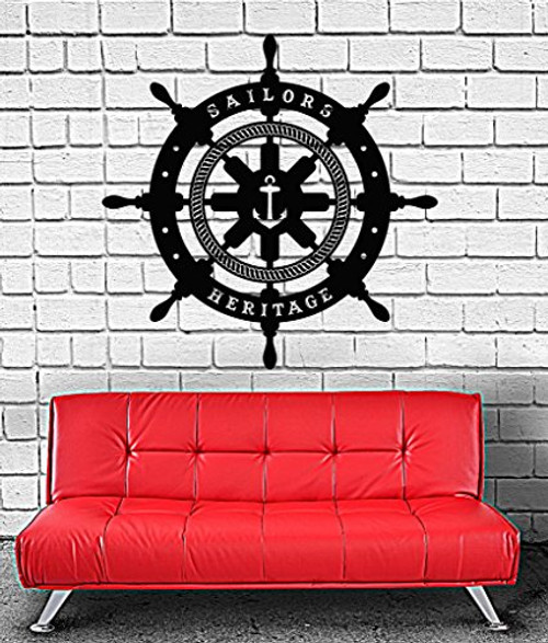 Vinyl Wall Decal Ships Wheel Sailor Nautical Decor Stickers -ig4252- Black Vinyl Wall Decal Ships Wheel Sailor Nautical Decor Stickers -ig4252- Black