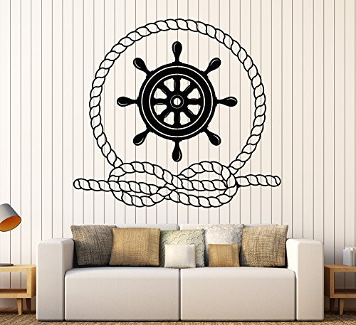 Large Vinyl Wall Decal Ship's Wheel Rope Nautical Marine Sea Stickers -ig4380- Burgundy Large Vinyl Wall Decal Ship's Wheel Rope Nautical Marine Sea Stickers -ig4380- Burgundy