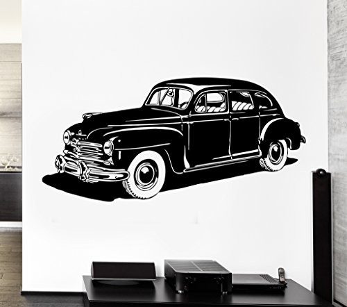 Large Wall Decal Car Vehicle Wheel Leather Retro Classic Mural Vinyl Decal -ed328- White