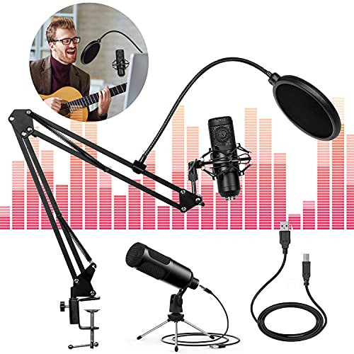 USB Studio Condenser Microphone for Computer Podcast Gaming Streaming, 192KHZ/24 Bit Podcast Recording Microphone  and  Accessories PC Mic for Gaming, Video, Recording Music/Voice Over, Come with Tripod