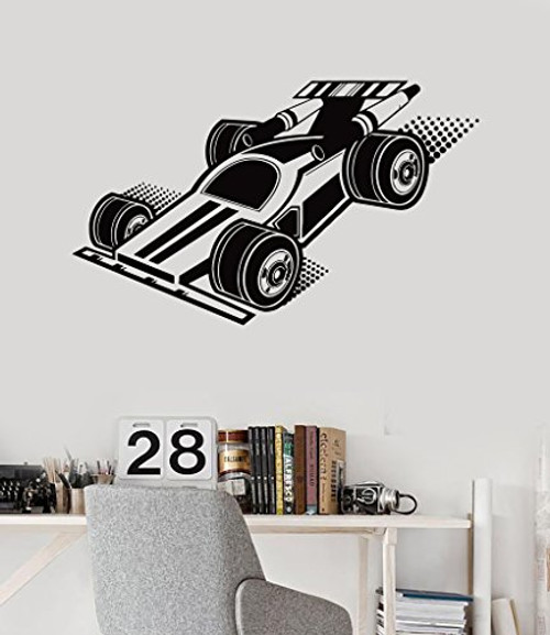 Wall Decal Open Wheel Car Sport Formula 1 Garage Vinyl Stickers -ig2964- Dark Blue
