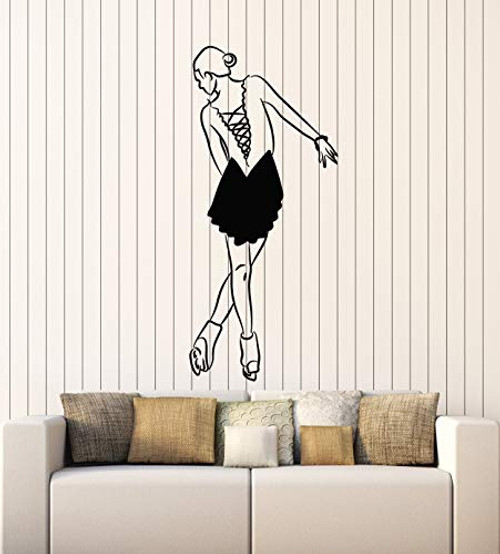 Vinyl Wall Decal Figure Skating Girl Sport Dancing Sport Stickers Mural Large Decor -g3056- Black