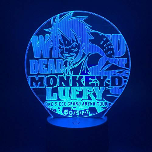 3D Night Light One Piece Figure Monkey D. Luffy 3D Light Luffy Cartoon Night Light LED for Children Color Change Decoartive Lamp Christmas Gift ZGTH