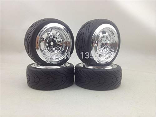 Part  and  Accessories 4pcs 1/10 Touring Tires Tyre Wheel Rim Classic2 -Chrome- fits for 1-10 Touring Car 1/10 Tire - -Color- with Devil Tire-