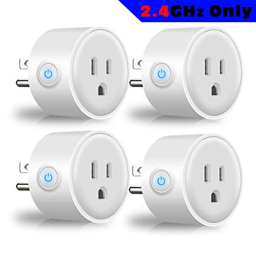 Sockets Wi-Fi Smart Plug, Mini Outlets Smart Socket No Hub Required Timing Function Control Your Electric Devices from Anywhere Compatible with Alexa and Google (White 4 Pack)