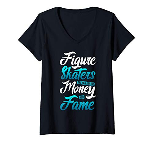 Womens Figure Skater Money Ice Skating Skate Team V-Neck T-Shirt