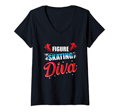 Womens Figure Skater Support Ice Skating Skate Team V-Neck T-Shirt