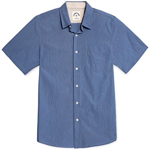 Dubinik Men's Plaid Short Sleeve Shirts Button-Down Casual Cotton Shirts Regular Fit with Pocket