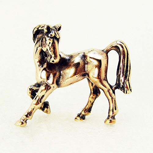 Playful Horse Figurine Decorative Stallion Statue Bronze Miniature Figure