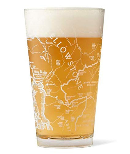 National Park Pint Glass - Line Map design -Yellowstone National Park- National Park Pint Glass - Line Map design -Yellowstone National Park-