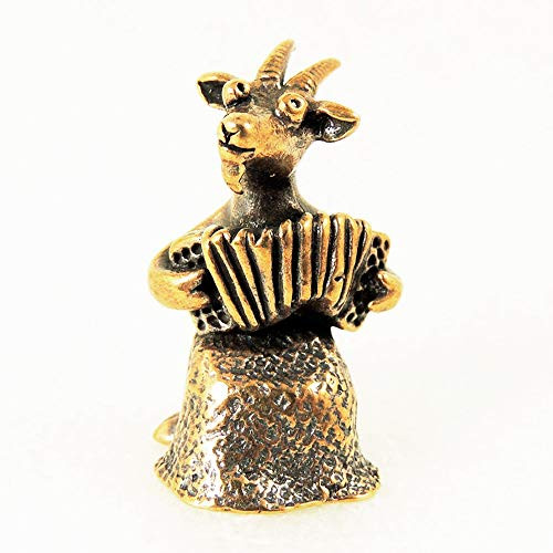 Goat With The Accordion Figurine Decorative Animal Statue Bronze Miniature Figure